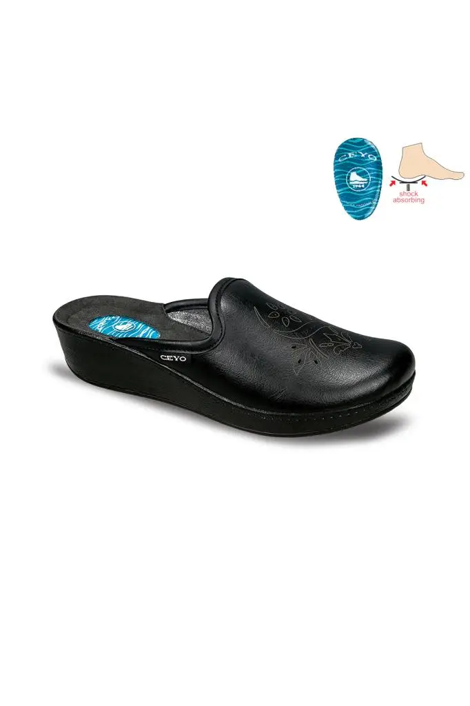 Ceyo 9932-8 Topuk Jelli Kadın Terlik Siyah 36-40 