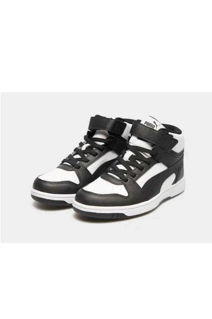 Puma Rebound Slam Mid AC+PS 408801 01 Unisex Çocuk Sneaker Ayakkabı Beyaz Siyah 28-35 